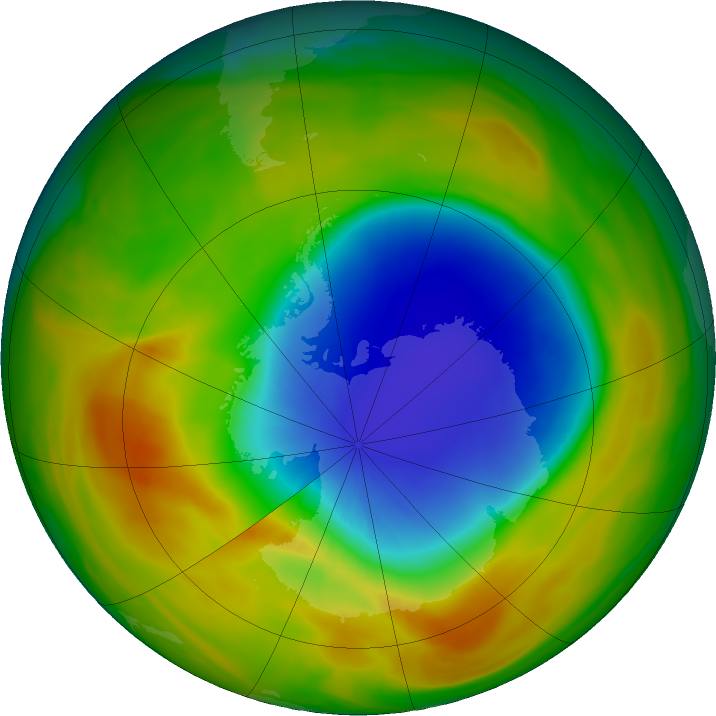 Antarctic ozone map for 12 October 2019
